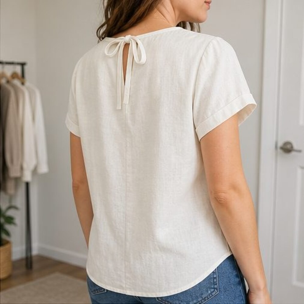 Ivory V Neck Top - Picture 3 of 6